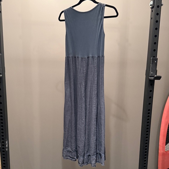 Sleeveless Blue/Grey Linen Maxi Dress - Picture 2 of 2